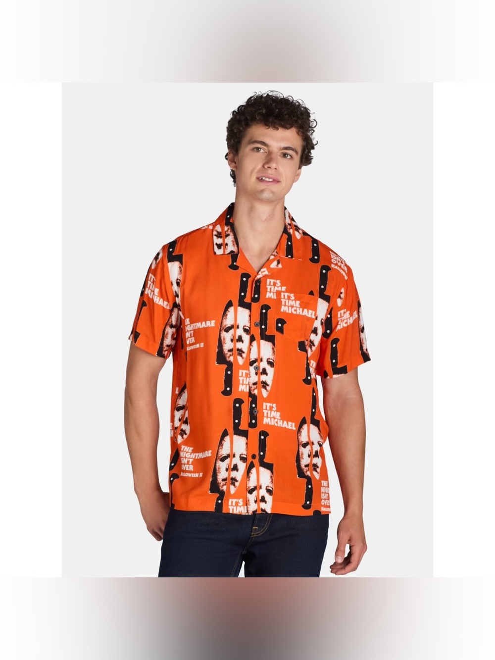NWT Halloween II Michael Meyers Button Down Shirt Mens Size XL